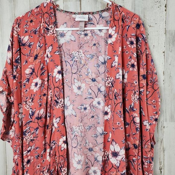 Knox Rose Desert Coral Floral Tassel Cardigan Size XS/S - Picture 4 of 11